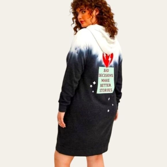 LOVESICK SweatshirtβDress Cozy - Fleece Bad Decision, Skull, Heart, Bolt SIZE 2X - Picture 11 of 16